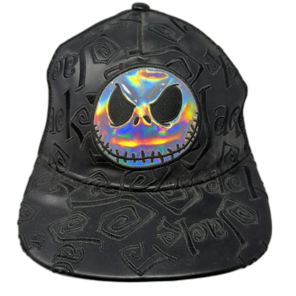 Disney Parks Trucker Hat Black One Size Jack Skellington Holographic Snapback